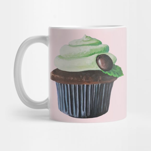 Mint Chocolate Cupcake Painting (no background) by EmilyBickell